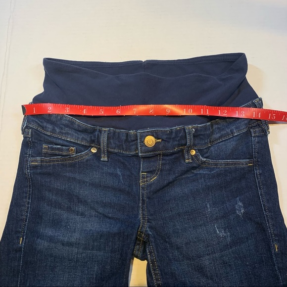 Sz. 2 H&M &Denim distressed maternity medium wash denim shorts - Picture 5 of 11